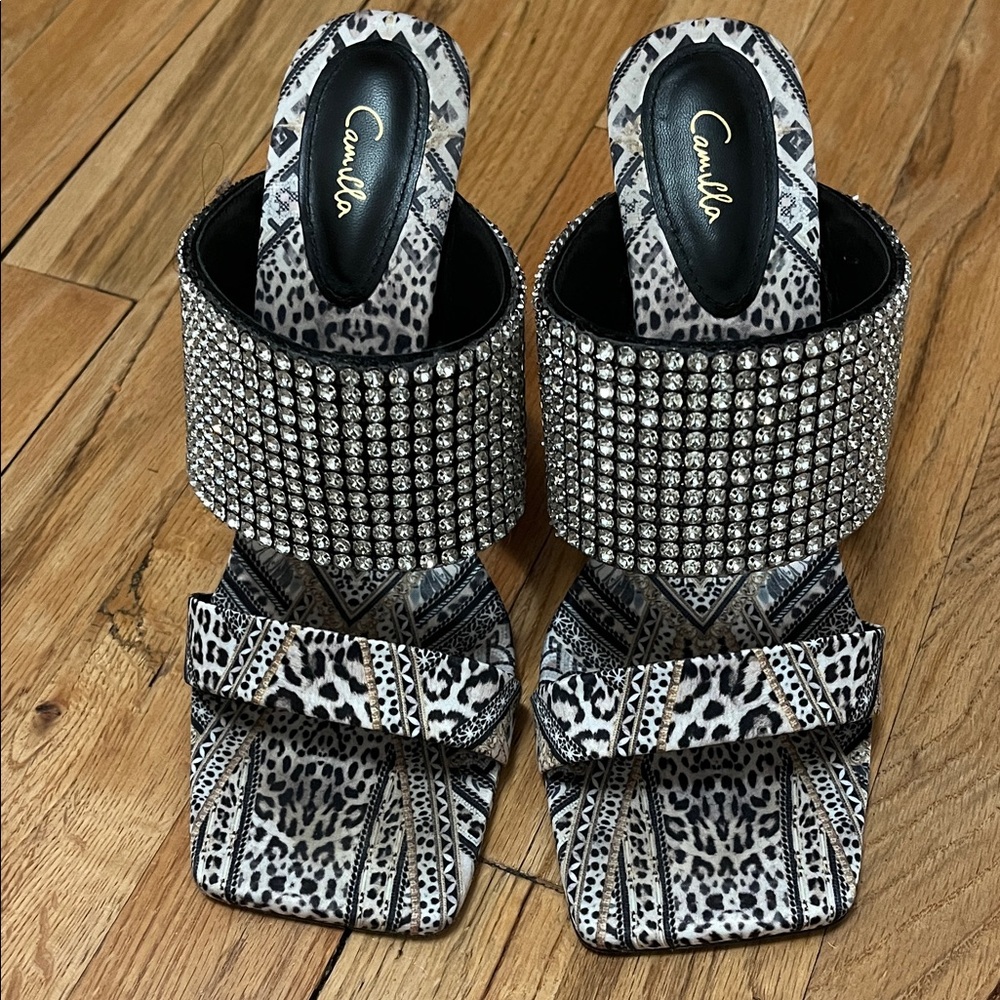 Camilla Black and White Rhinestone Heels - Picture 2 of 3